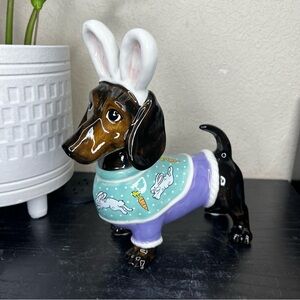 NEW Blue Sky Easter Dachshund in Sweater and Bunny Ears Figurine